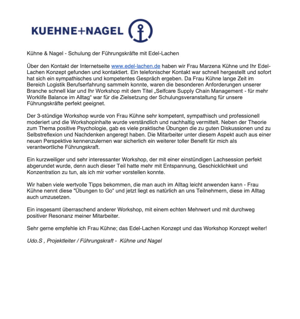 Referenz Kühne und Nagel